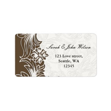 Brown and White Floral Spring Wedding Label