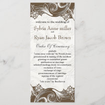 Brown and White Floral Spring Wedding Program