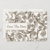 Brown and White Floral Spring Wedding Save The Date (Front/Back)