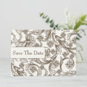 Brown and White Floral Spring Wedding Save The Date (Standing Front)