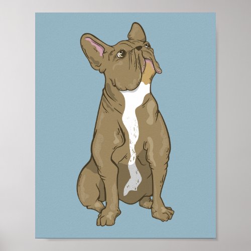 Brown and white french bulldog poster