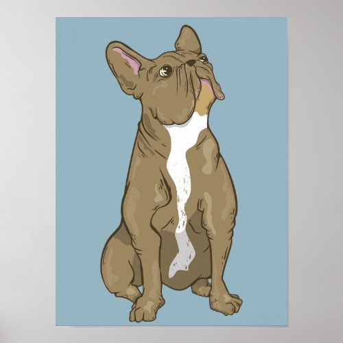 Brown and white french bulldog poster