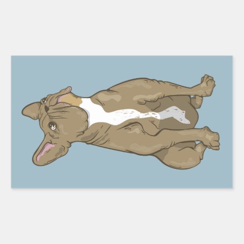 Brown and white french bulldog rectangular sticker