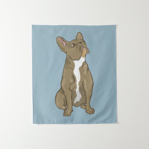 Brown and white french bulldog tapestry