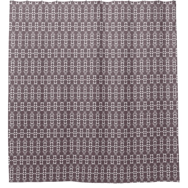 Brown and white geometric ornament pattern shower curtain (Front)