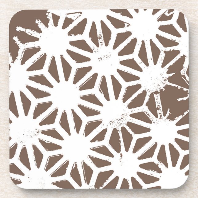 Brown and white geometric pattern beverage coaster (Front)
