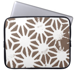 Brown and white geometric pattern laptop sleeve