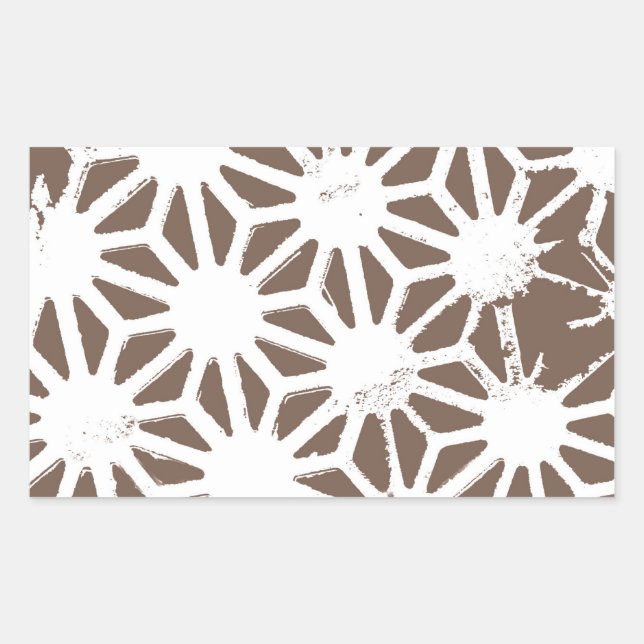 Brown and white geometric pattern rectangular sticker (Front)