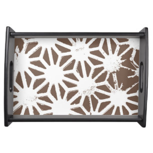 Brown and white geometric pattern serving tray