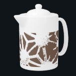 Brown and white geometric pattern teapot<br><div class="desc">Brown and white geometric pattern</div>