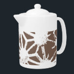 Brown and white geometric pattern teapot<br><div class="desc">Brown and white geometric pattern</div>