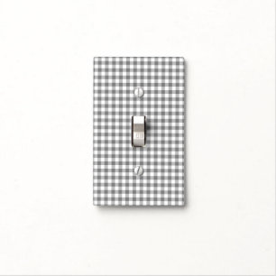 Brown and White Gingham Light Switch Cover