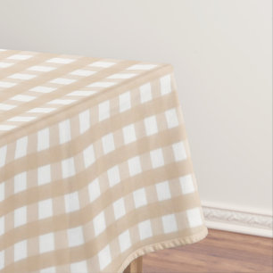 Brown and White Gingham Thanksgiving Tablecloth