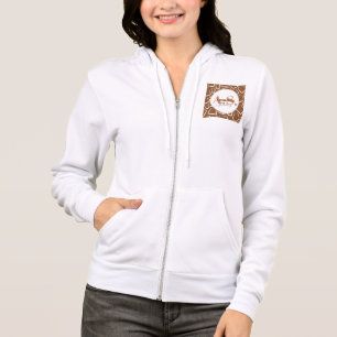 Brown and White Giraffe Pattern Modern Monogram Hoodie