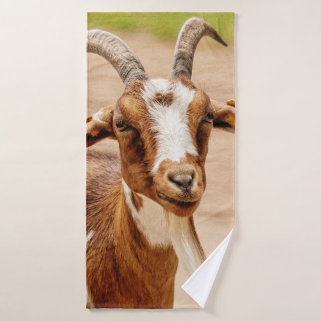 Brown and White Goat Bath Towel (Bath Towel)