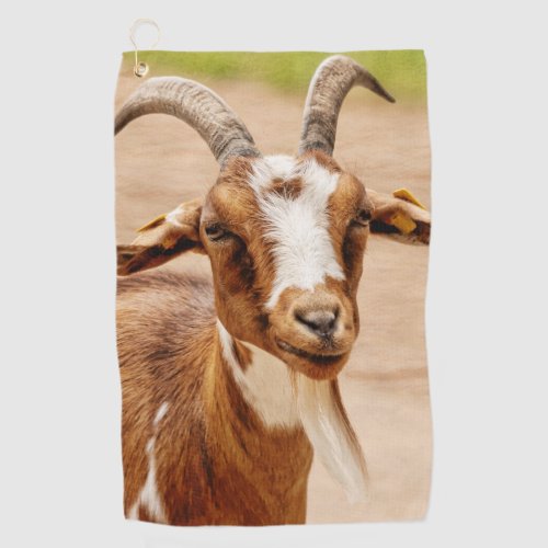 Brown and White Goat Golf Towel