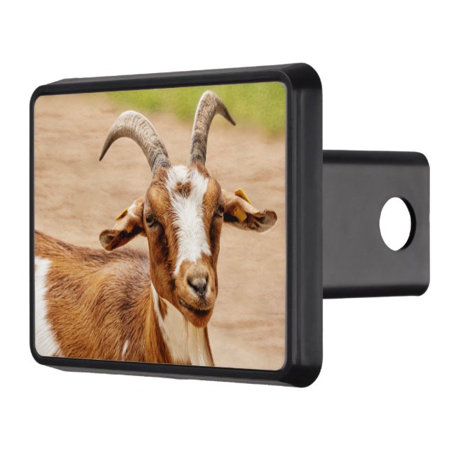 Brown and White Goat Hitch Cover (Left)