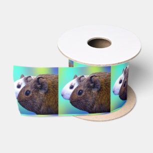 Brown And White Guinea Pig Brick Pattern, Satin Ribbon