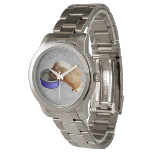 Brown And White Guinea Pigs On Silver, Watch