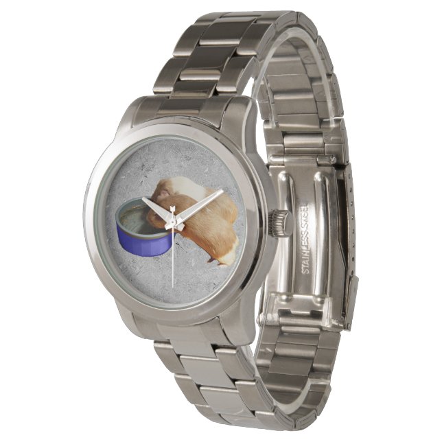 Brown And White Guinea Pigs On Silver, Watch (Angled)