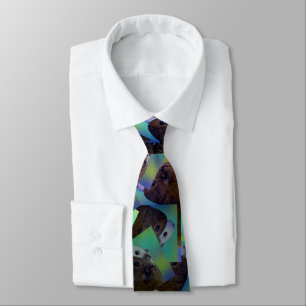 Brown And White Guinea pigs Scattered Abstract Art Neck Tie