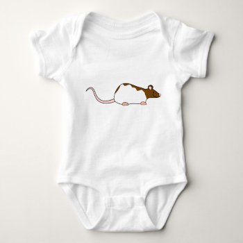 Brown And White Hooded Pet Rat. Baby Bodysuit by Animal_Art_By_Ali at Zazzle