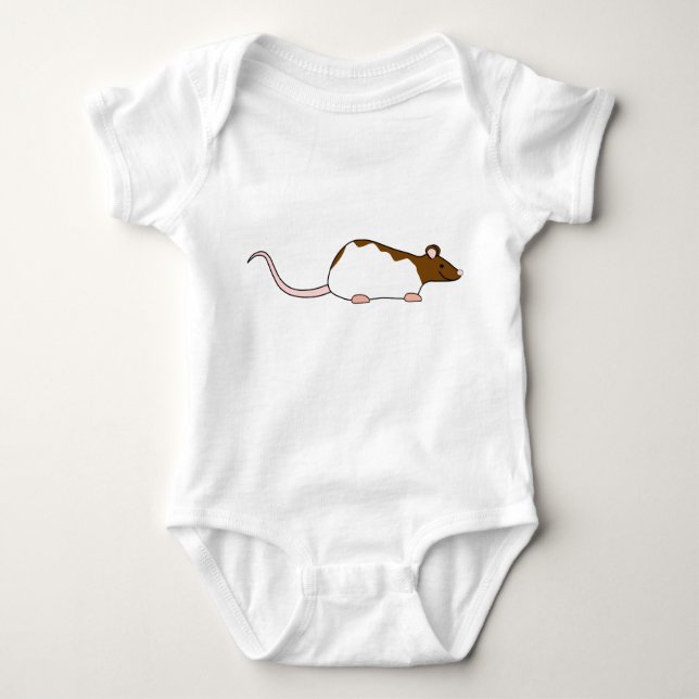 Brown and White Hooded Pet Rat. Baby Bodysuit (Front)