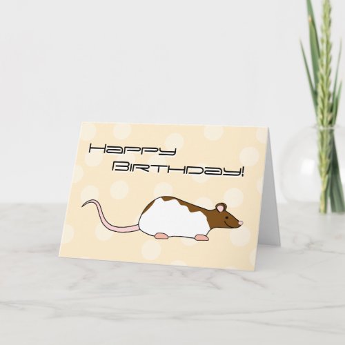Brown and White Hooded Pet Rat Birthday Card
