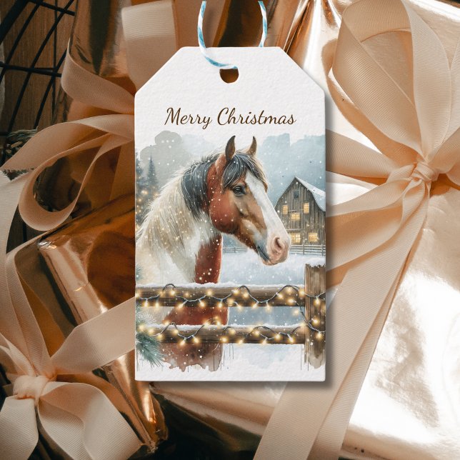 Brown and White Horse Country Christmas   Gift Tags (Creator Uploaded)