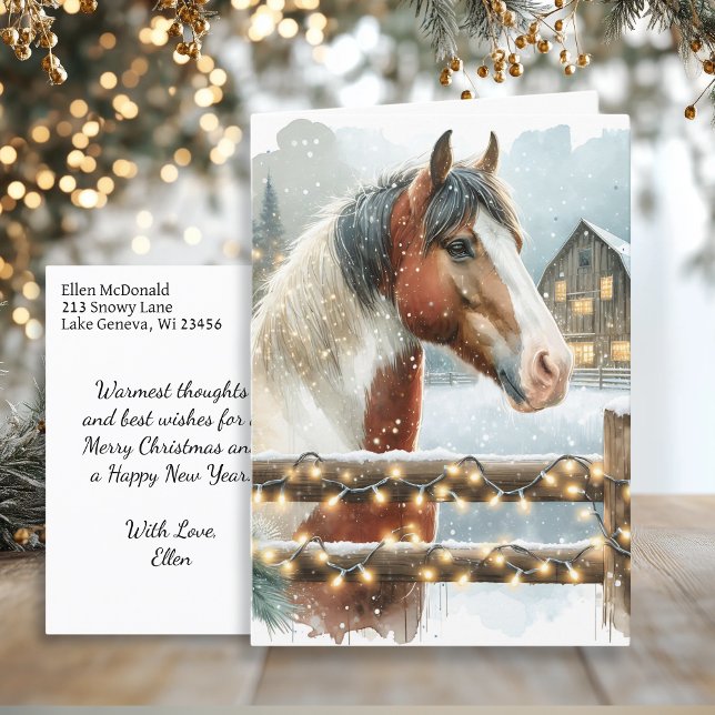 Brown and White Horse Country Christmas   Postcard (Creator Uploaded)