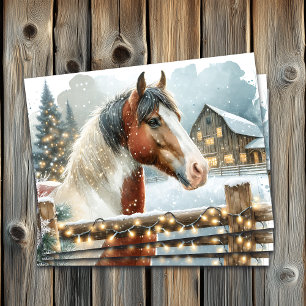 Brown and White Horse Country Christmas Tissue Paper