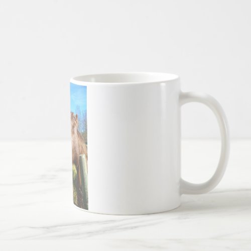 Brown and white horse  smile coffee mug