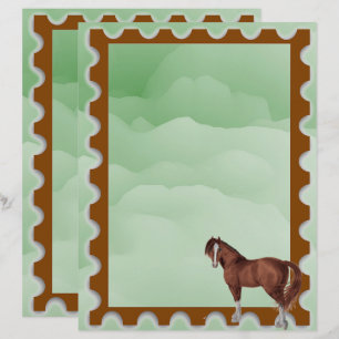 Brown and White Horse Stamp Postage Motif