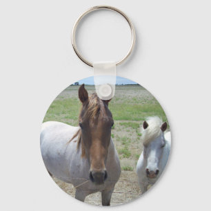 Brown And White Horses, Keychain