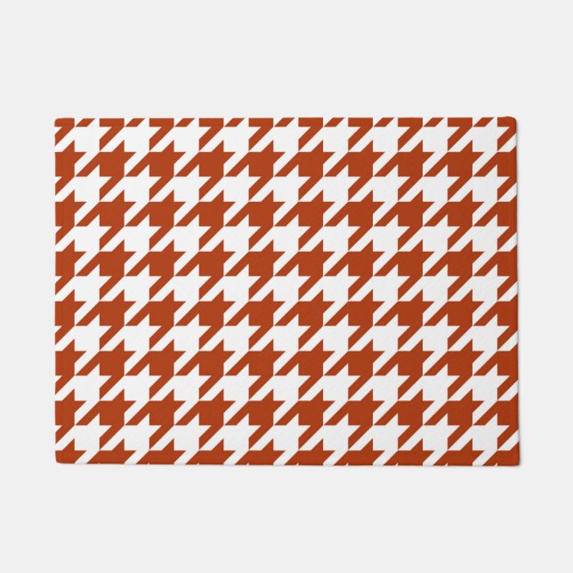 Brown and White Houndstooth Check Doormat (Front)