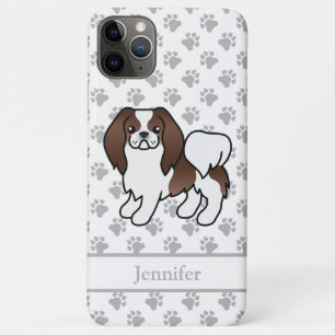 Brown And White Japanese Chin Cartoon Dog & Name iPhone 11 Pro Max Case