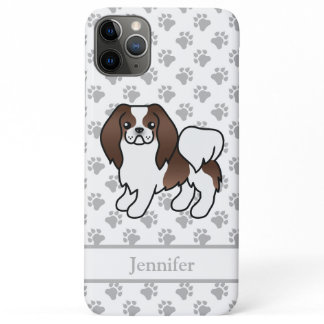 Brown And White Japanese Chin Cartoon Dog &amp; Name iPhone 11 Pro Max Case
