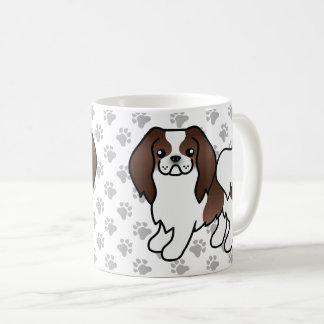 Brown And White Japanese Chin Cartoon Dog &amp; Paws Coffee Mug