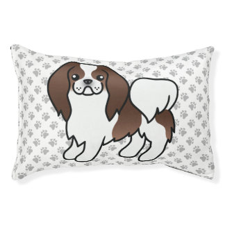 Brown And White Japanese Chin Cartoon Dog &amp; Paws Pet Bed