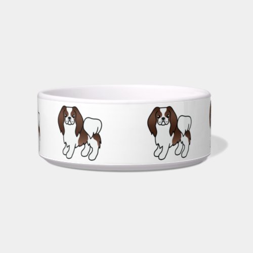 Brown And White Japanese Chin Cute Cartoon Dogs Bowl