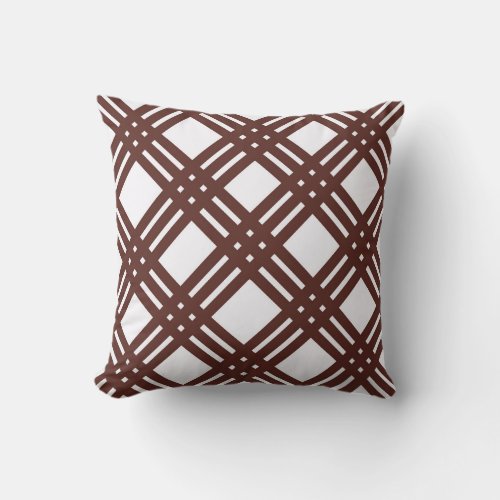 Brown and White Lattice Throw Pillow