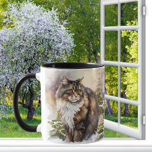 Brown And White Maine Coon Tabby Cat Mug