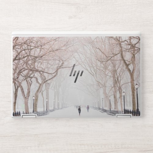 Brown and White Minimalist Winter Season HP Laptop Skin