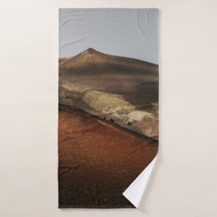 BROWN AND WHITE MOUNTAIN UNDER WHITE CLOUDS DURING BATH TOWEL