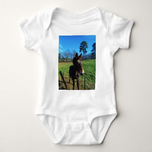 Brown and white mule baby bodysuit