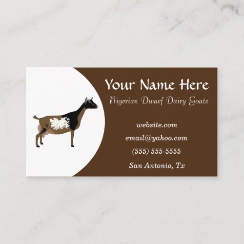 Brown and White Nigerian Dwarf Dairy Goat Business Card