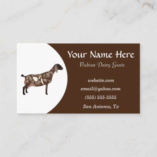 Brown and White Nubian Dairy Goat Business Card