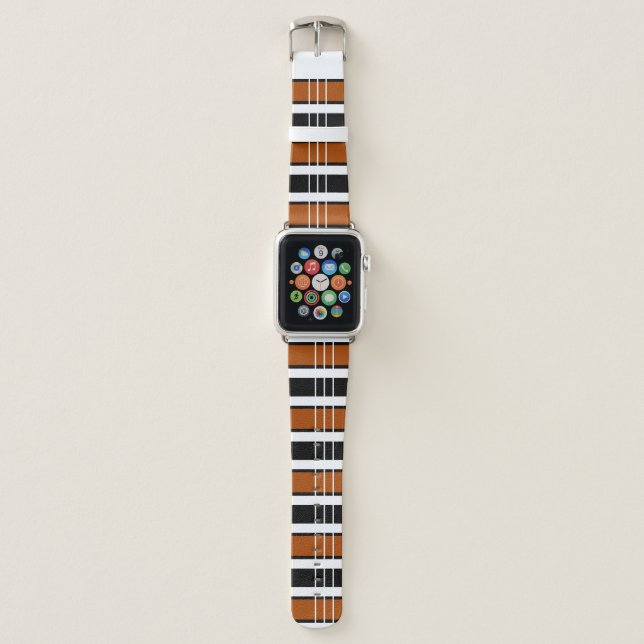 Brown and White Plaid  Apple Watch Band (Front)