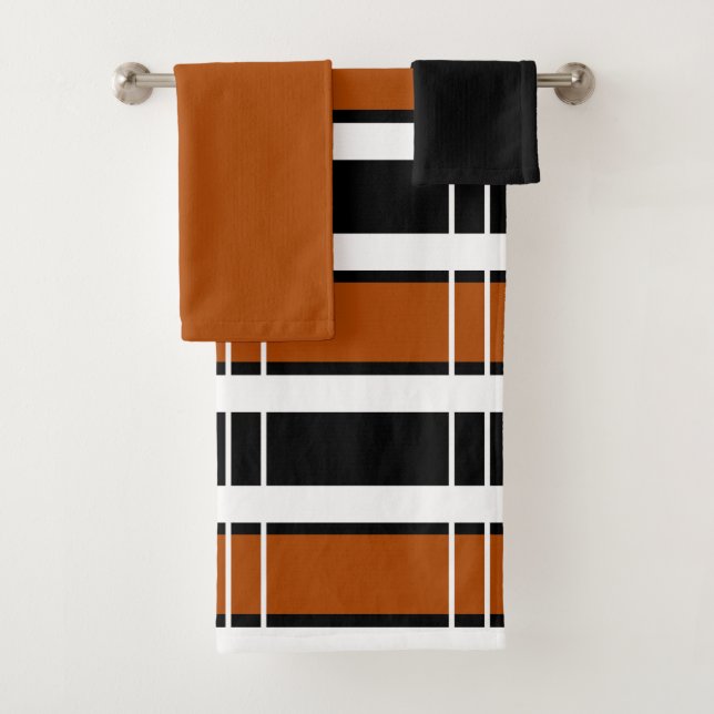 Brown and White Plaid  Bath Towel Set (Insitu)