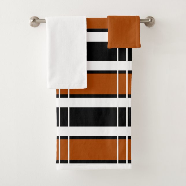 Brown and White Plaid  Bath Towel Set (Insitu)